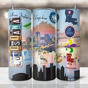 Louisiana Tumbler, Louisiana Travel Mug, 20oz Skinny Tumbler